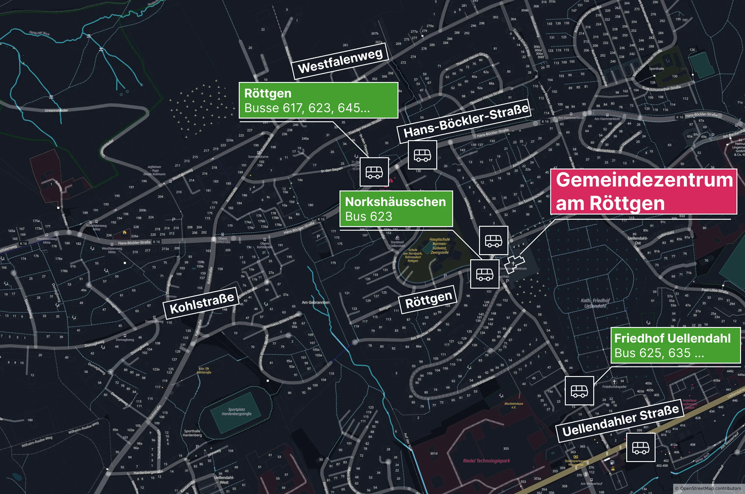 Anfahrtsskizze Gemeindezentrum Uellendahl